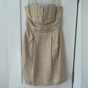 Golden strapless dress. Max and Cleo. Size 4.